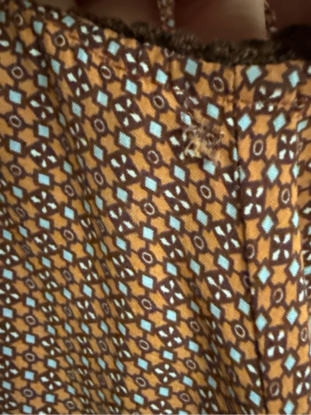 Vintage Tessuto Brown Geometric Print Bias Cut Midi Slip Dress Made in USA Sz L